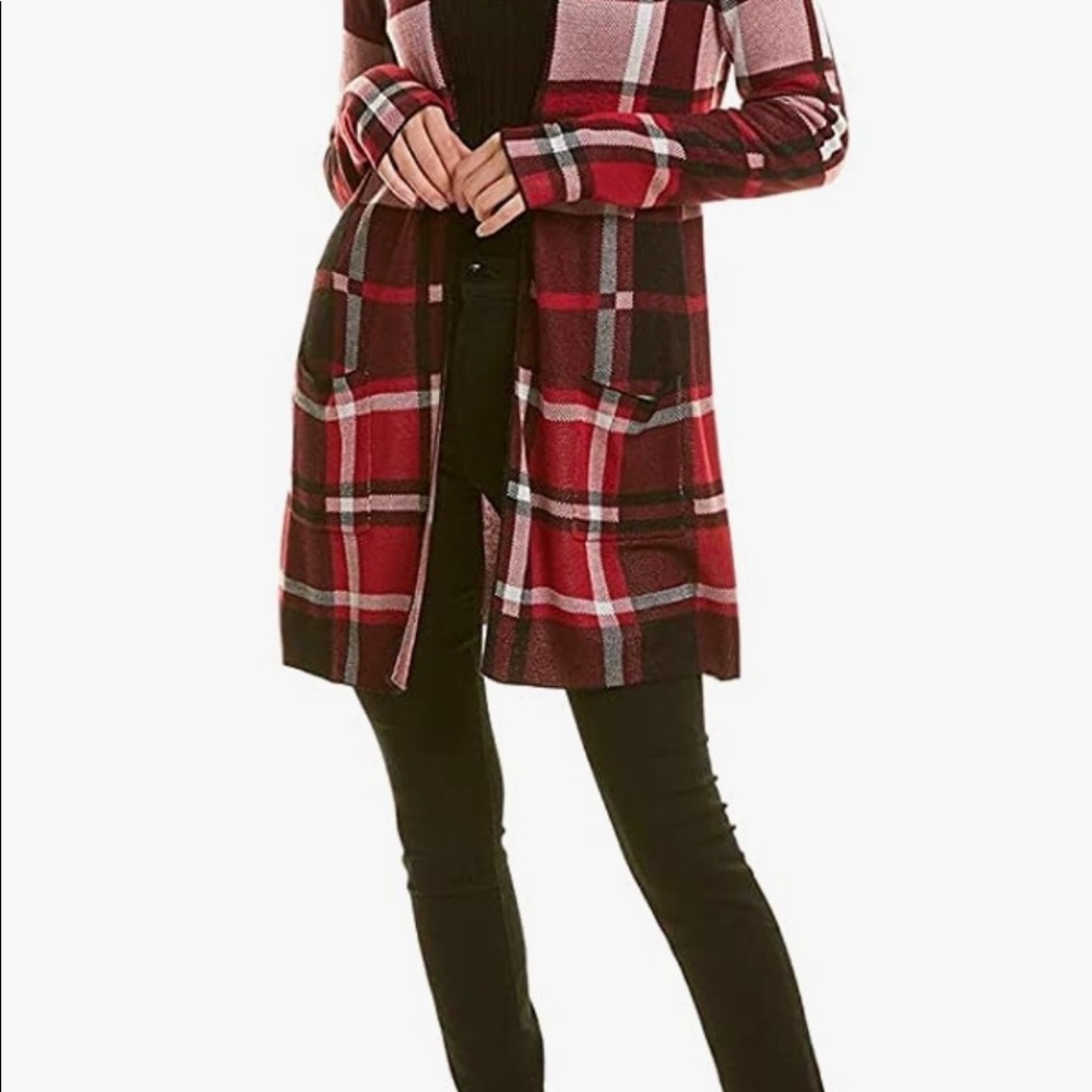 Joseph A Lightweight Women’s Cardigan Sz Medium Color Red Combo Rn# 125019 NWT